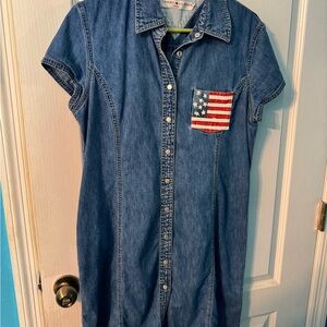 Tommy Hilfiger Denim Dress with American Flag Pocket